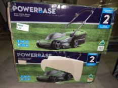 2 X BOXED POWERBASE 37CM 1600W ELECTRIC ROTARY LAWN MOWER UNCHECKED/UNTESTED