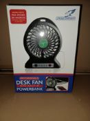12 X BRAND NEW FALCON RECHARGEABLE DESK FANS WITH BUILT IN POWERBANKS R19