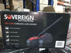 2 X BOXED 18V LI-ION CORDLESS LAWM MOWER 18V 32CM CUTTING WIDTH UNCHECKED/UNTESTED