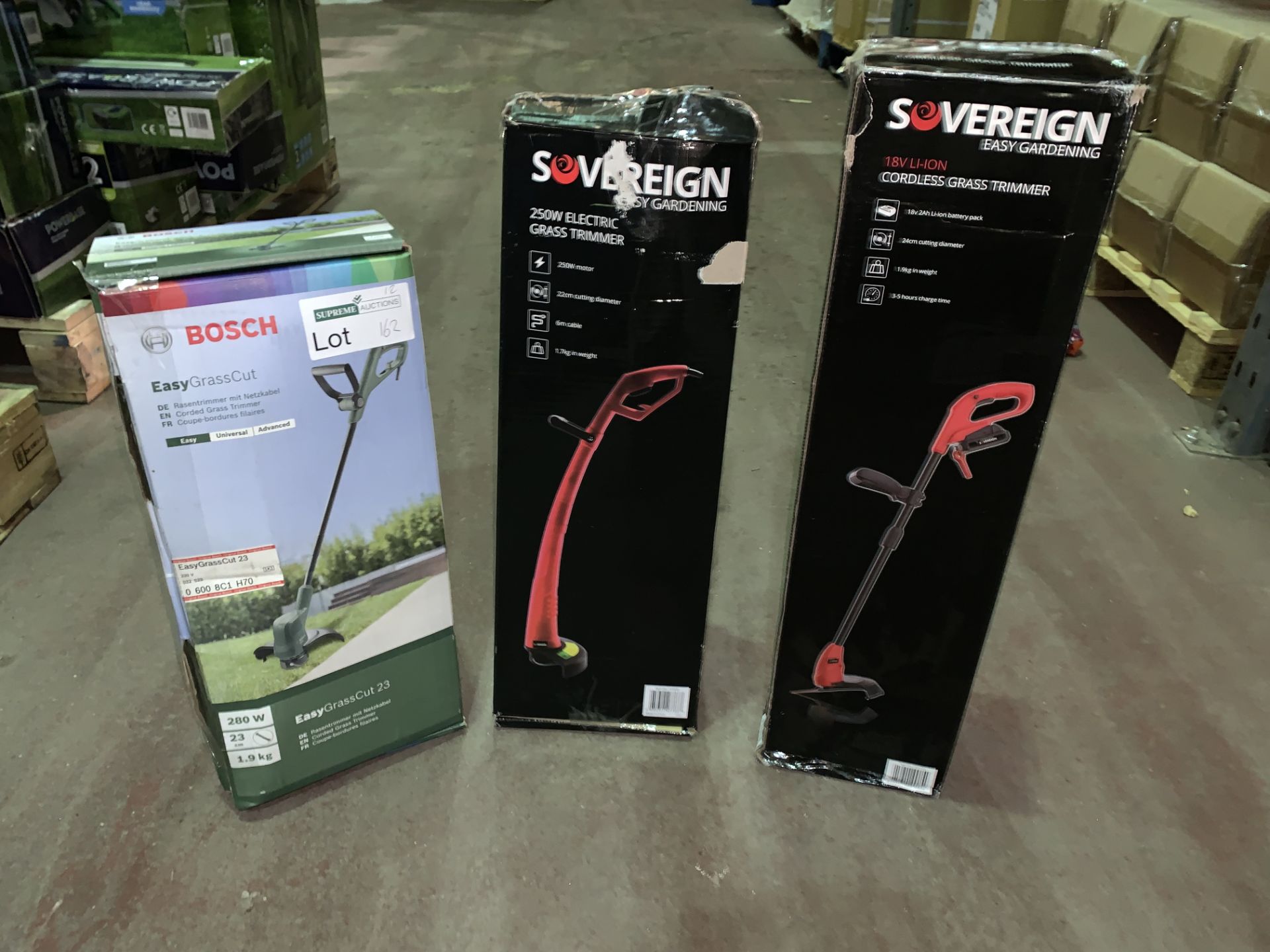 5 X MIXED BOXED TRIMMERS INCLUDES 1 X BOSCH EASYGRASSCUT 280W, 3 X 18V LI-ION CORDLESS GRASS TRIMMER