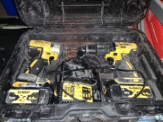DEWALT BRUSHLESS TWIN PACK INCLUDES 1 DRILL, 1 IMPACT DRIVER, CHARGER, 2 BATTERIES AND CARRY CASE