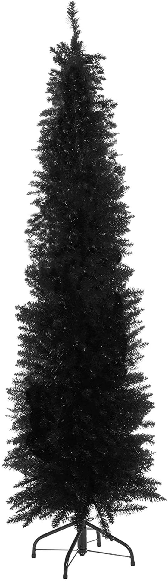 3 X NEW BOXED THE CHRISTMAS WORKSHOP - SLIMLINE 6 FOOT BLACK CHRISTMAS TREES WITH FOLDING METAL