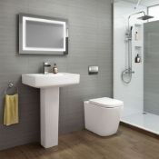 New Florence Rimless Back To Wall Toilet Inc Luxury Soft Close Seat. Rimless Design Makes It Easy To
