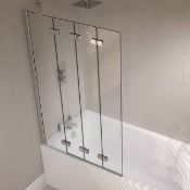 (SUPRM145) NEW 4 Fold Bath Screen 4MM. RRP £289.99.4mm Safety Glass, Clean & Clear Glass