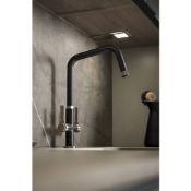 (SUPRM212) NEW Abode Hex Monobloc Brushed Nickel / Black Lever Kitchen Sink Mixer Tap AT2092. RRP £