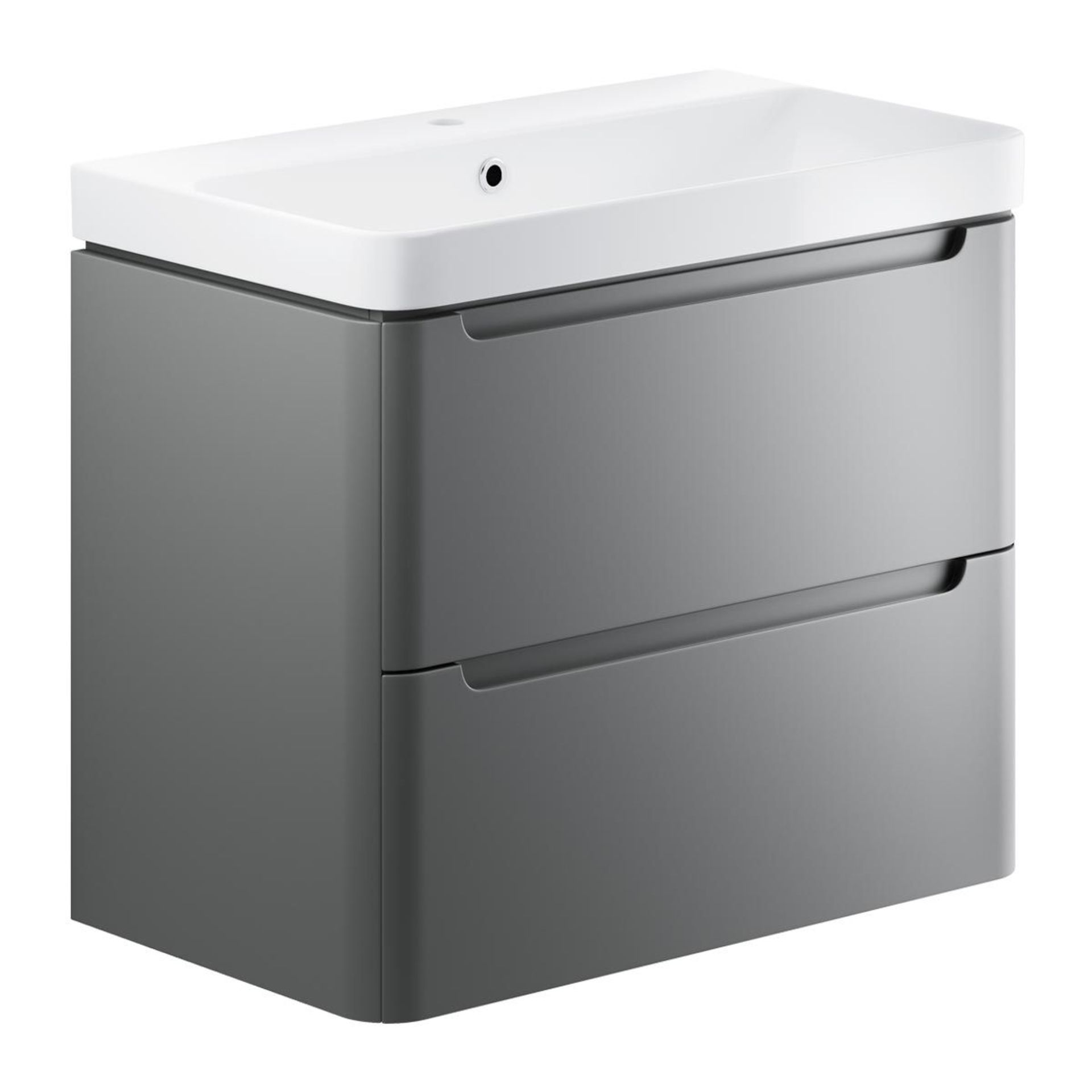 (SUPRM187) New Lambra Matt Grey 800mm 2 Drawer Wall Hung Vanity Unit. Rrp £447.99. Modern, modular - Image 2 of 3