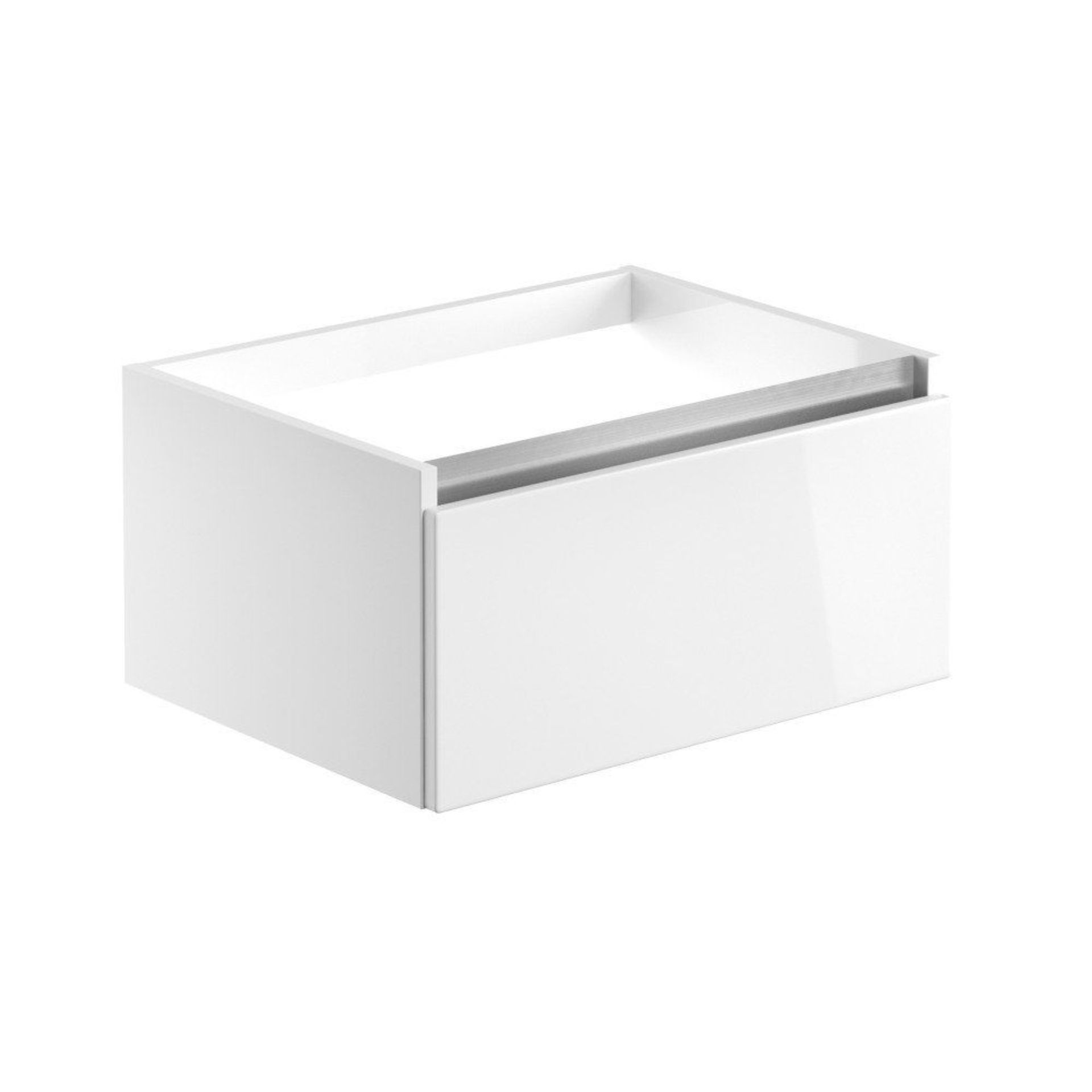 (SUP171) New Carino 600 mm 1 Drawer Wall Hung Vanity Unit. White Gloss. Fully Handle less Design.