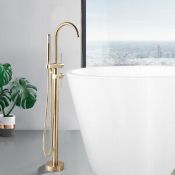 (SUP172) New Genesis Floor Standing Bath Shower Mixer Tap - Brushed Brass. Rrp £899.99. Brushed