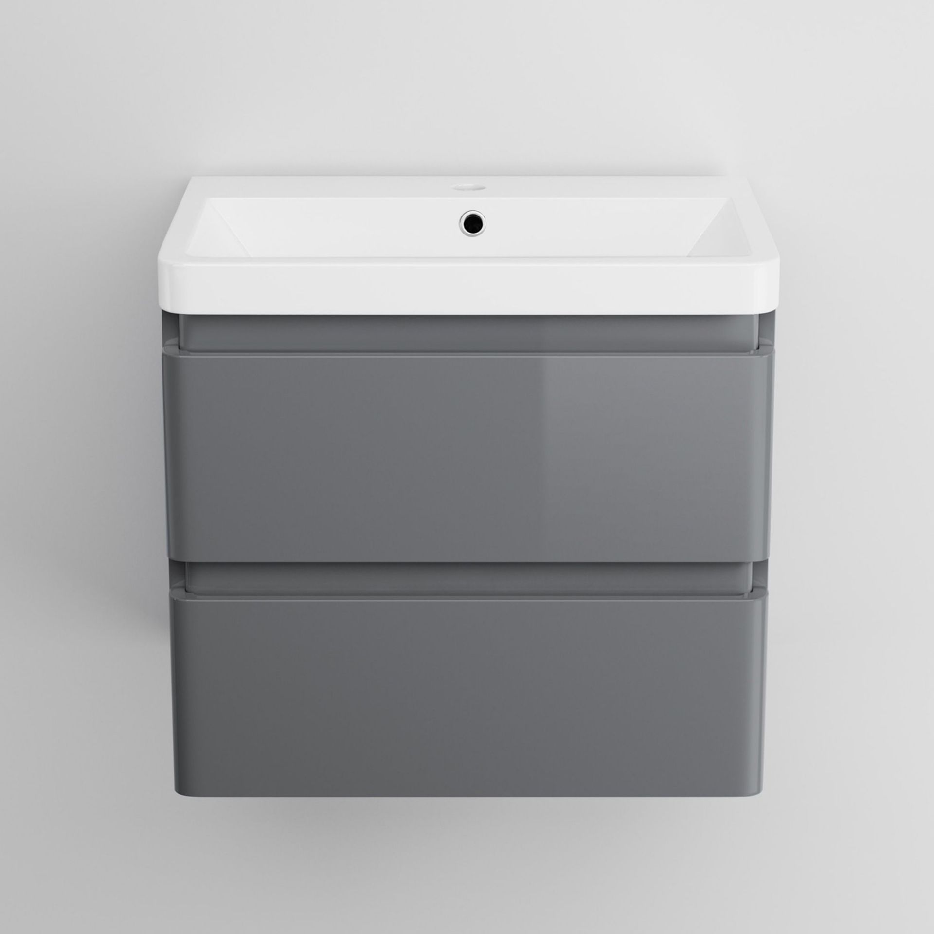 New & Boxed 600mm Denver II Grey Built In Basin Drawer Unit - Wall Hung. RRP £849.99 Mf2402.With - Image 2 of 2