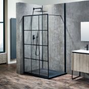 (SUPRM65) NEW 1200mm - 8mm Designer Black Shoji Crittall Style Shower Screen. RRP £499.99. EasyClean