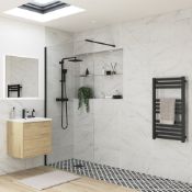 (SUP62) New 1200mm -8mm- Designer Black Framed Wetroom Panel. The Framed Beauty Black Framed