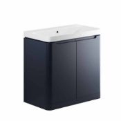 (SUPRM185) New Lambra Matt Indigo 800mm 2 Door Floor Standing Vanity. RRP £470.00.Comes Complete