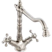 (SUP175) New Abode Melford Brushed Nickel Monobloc Kitchen Sink Mixer Tap AT1044. RRP £221.00. Style