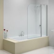 (SUPRM222) NEW 1500x1150mm Two Panel Folding Curved Bath Screen. RRP £389.45. 500mm Two Panel