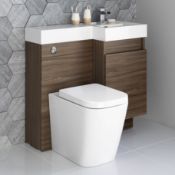 New and boxed 906mm Olympia Walnut Effect Drawer Vanity Unit Right with Florence Pan FULL SET.