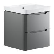 (SUPRM207) NEW Lambra Matt Grey Wall Hung Vanity Unit 500mm. RRP £540.000. Comes complete with