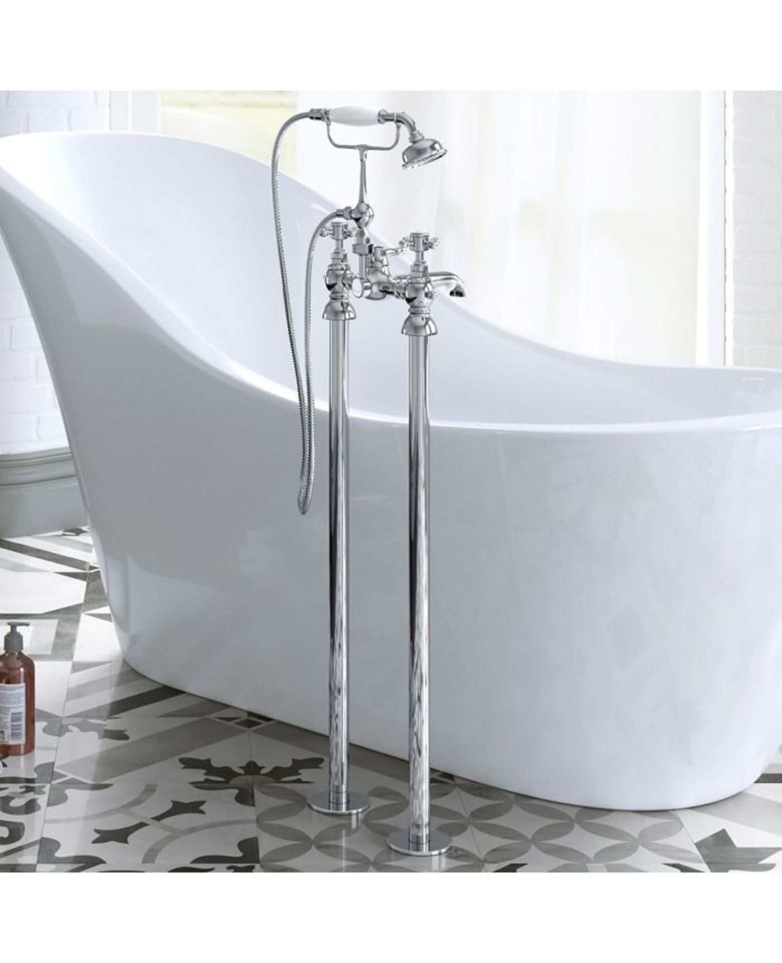 (SUPRM211) NEW Edwardian Traditional Freestanding Bath Shower Mixer Tap Chrome. RRP £392.00. The