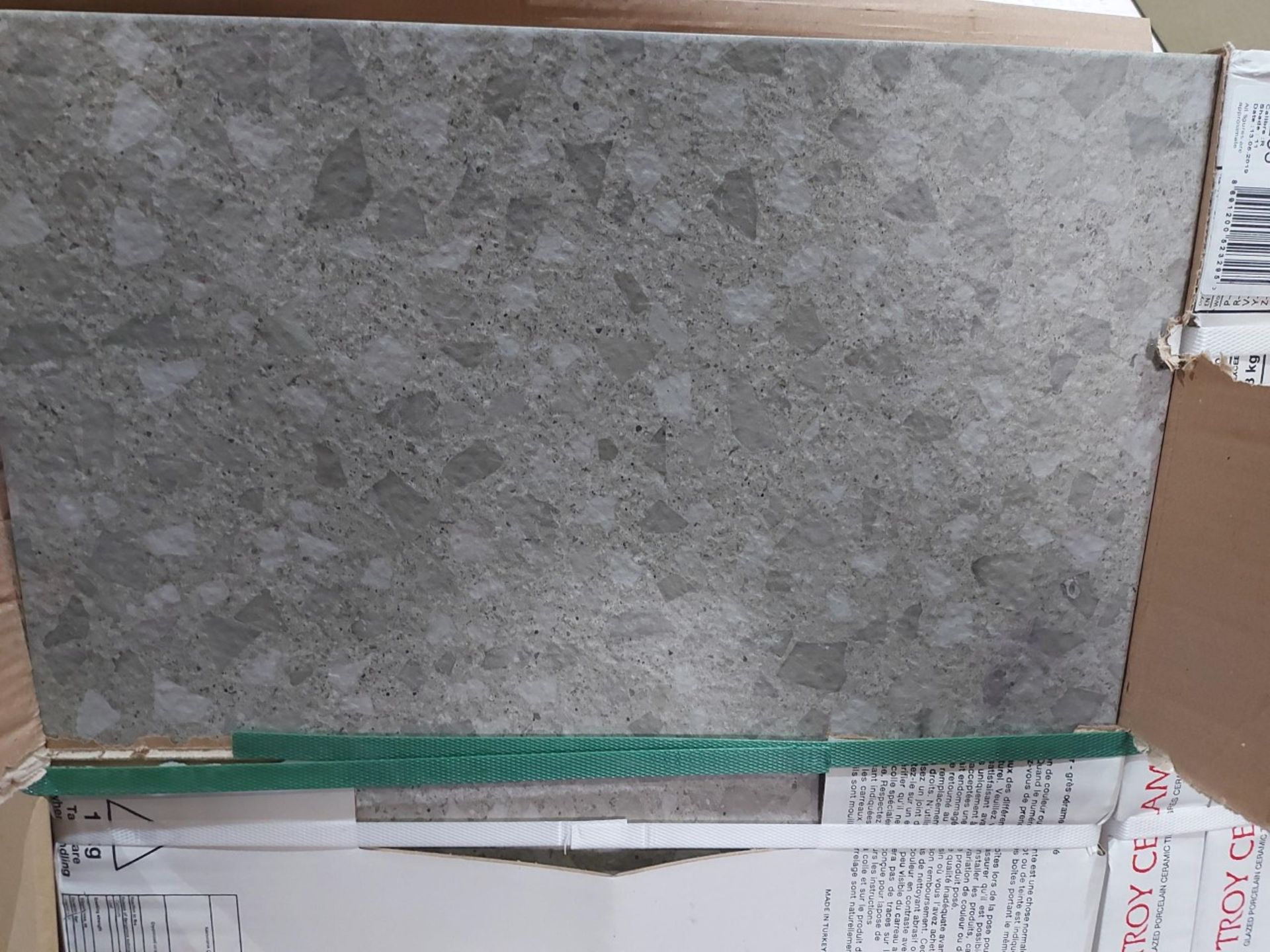 PALLET TO CONTAIN 18 PACKS OF TERAZZO GREY GLAZED PORCELAIN WALL & FLOOR TILES. 450x450MM EACH. EACH - Image 2 of 3