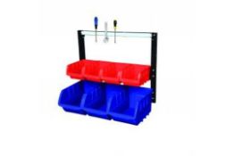 2 X BRAND NEW BIN RACK WITH 7 BINS AND MAGNETIC TOOL STRIP RRP £60 EACH GIL07Z