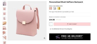 2 x NEW PACKAGED Beauti Saffiano Backpack - Blush. RRP £49.99 each. Note: Item is not personalised.