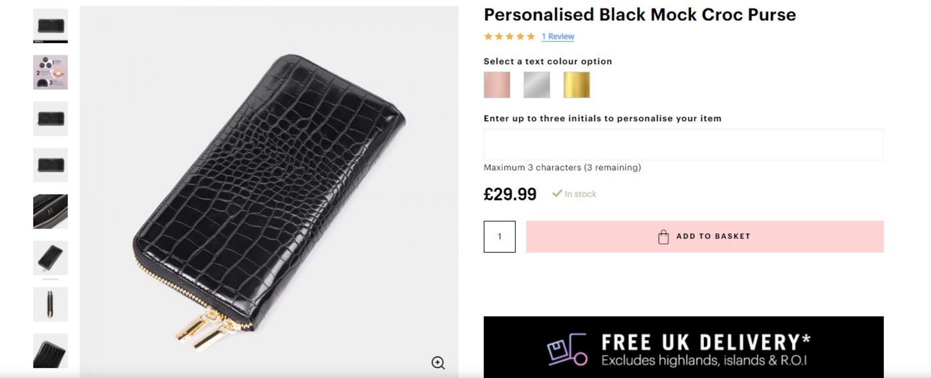 20 x NEW BOXED Beauti Mock Croc Luxury Purse - Black. RRP £29.99 each. NOTE: ITEM IS NOT