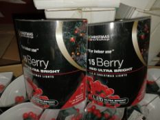 NEW BOXED 13 X BERRY RED ULTRA BRIGHT LED CHRISTMAS LIGHTS (REQUIRES 2xAA BATTERIES NOT