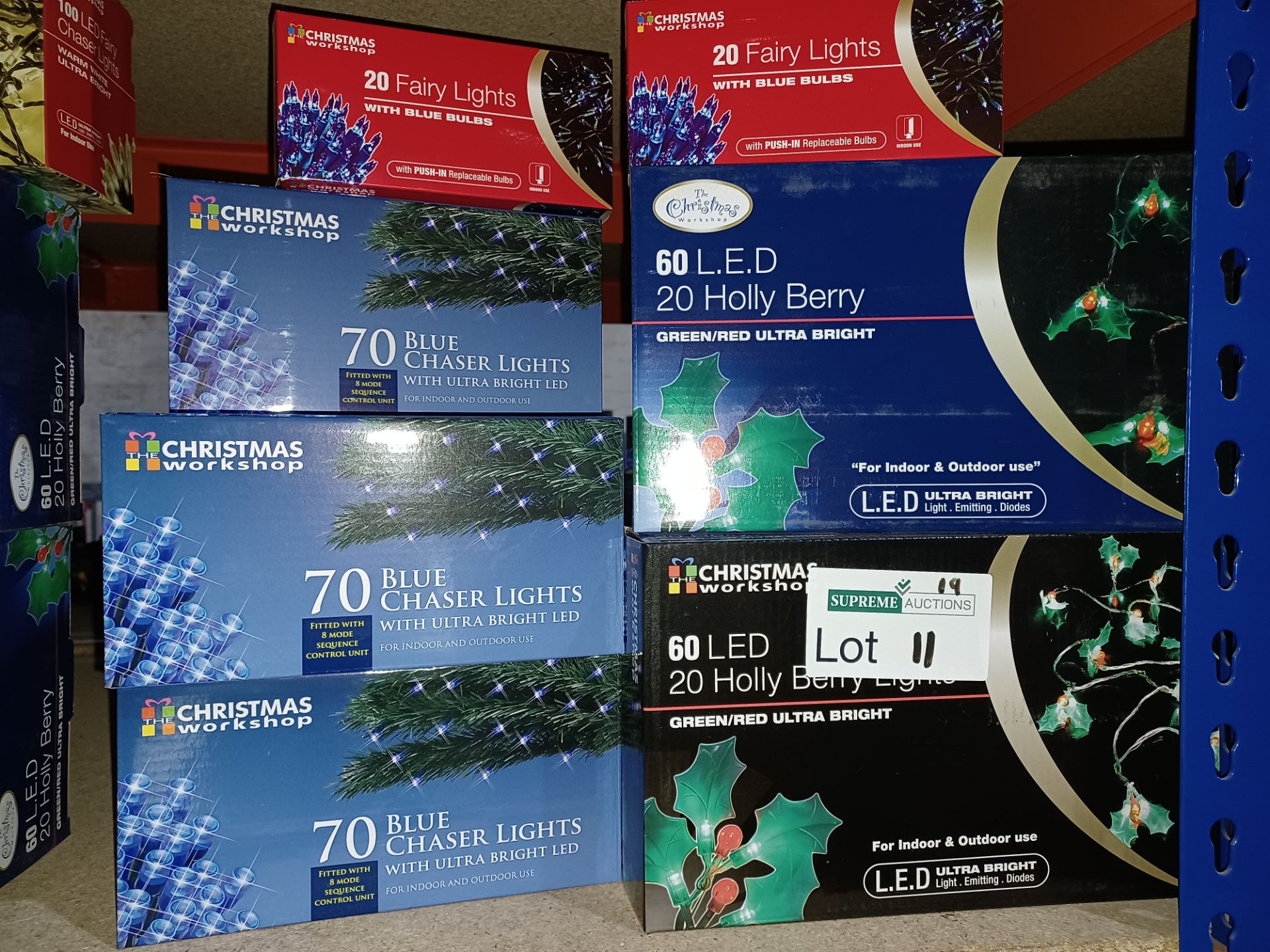 NEW BOXED 15 PIECE MIXED LOT OF CHRISTMAS LIGHTS INCLUDING BLUE CHASER LIGHTS ULTRA BRIGHT LED,