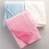 15 X BRAND NEW BABY PEARL DIPPLE BLUE BABY BLANKET 90X70CM S1 RRP £14.99