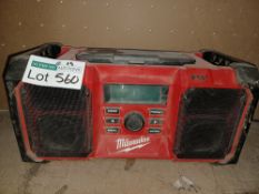 MILWAUKEE M18 JSRDAB+-0 230V OR 18V DAB+ / FM SITE RADIO (UNCHECKED, UNTESTED)