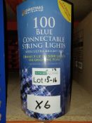 NEW BOXED 3 X BLUE CONNECTABLE SPRING LIGHTS WITH ULTRA BRIGHT LED, 9.9 METRE LIGHT LENGTH - PCK