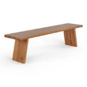 New Boxed - Cantilever Natural Solid Oak Bench. 180cm Long. RRP £330. (ROW17) For a more open