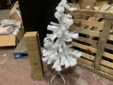 3 X NEW BOXED VEYLIN 4 FOOT SUPERIOR CHRISTMAS TREES WITH METAL STAND. WHITE. (ROW3)