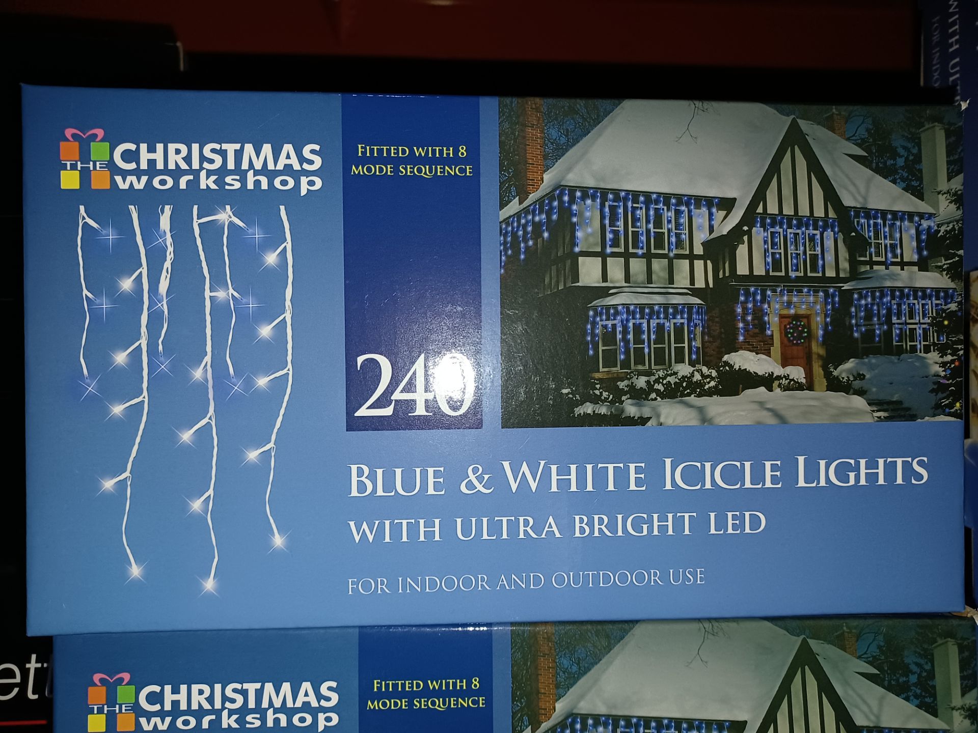 NEW BOXED 6 X BLUE & WHITE ICICLE LIGHTS WITH ULTRA BRIGHT LED 22.9M LIGHT LENGTH 8 COMBO LIGHT