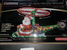 NEW BOXED 4 X MOTION LED SANTA HELICOPTER SILHOUETTE WITH 64 LEDS - EYE CATCHING! 59x37CM APPROX