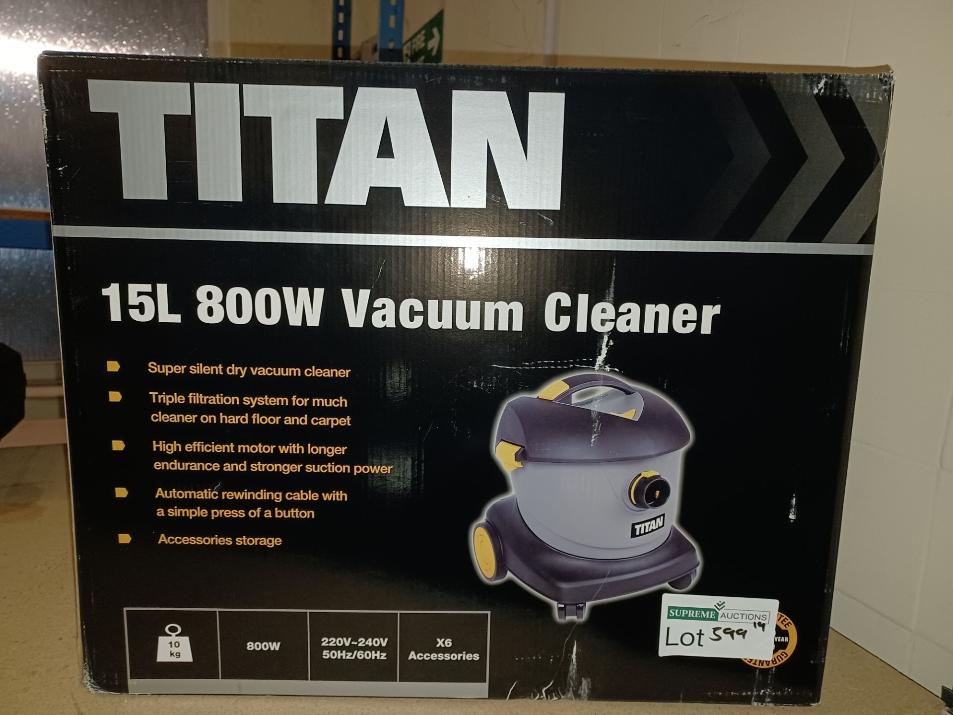 TITAN 15L 1800W VACUUM CLEANER COMES WITH BOX (UNCHECKED, UNTESTED) AO