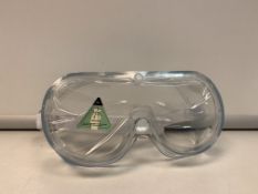 200 X NEW PACKAGED ANTI FOG SAFETY GOGGLES. EN166 CERTIFIED. RRP £6.97 EACH. (ROW3)