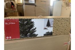 2 X NEW BOXED 7 FOOT/213CM LUXURY WOODLAND PINE CHRISTMAS TREES. RRP £110 EACH (T/R)
