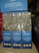 NEW BOXED 11 X WARM WHITE LED STRING LIGHTS LEAD WIRE 40CM APPROX, REQUIRES 2x AA BATTERIES (NOT