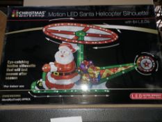 NEW BOXED 4 X MOTION LED SANTA HELICOPTER SILHOUETTE WITH 64 LEDS - EYE CATCHING! 59x37CM APPROX