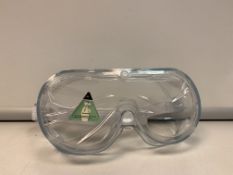 200 X NEW PACKAGED ANTI FOG SAFETY GOGGLES. EN166 CERTIFIED. RRP £6.97 EACH. (ROW3)