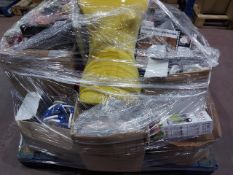 (Q92) PALLET TO CONTAIN A LARGE QTY OF ASSORTED ITEMS TO INCLUDE: KNIFE SET, QTY OF CURTAINS,