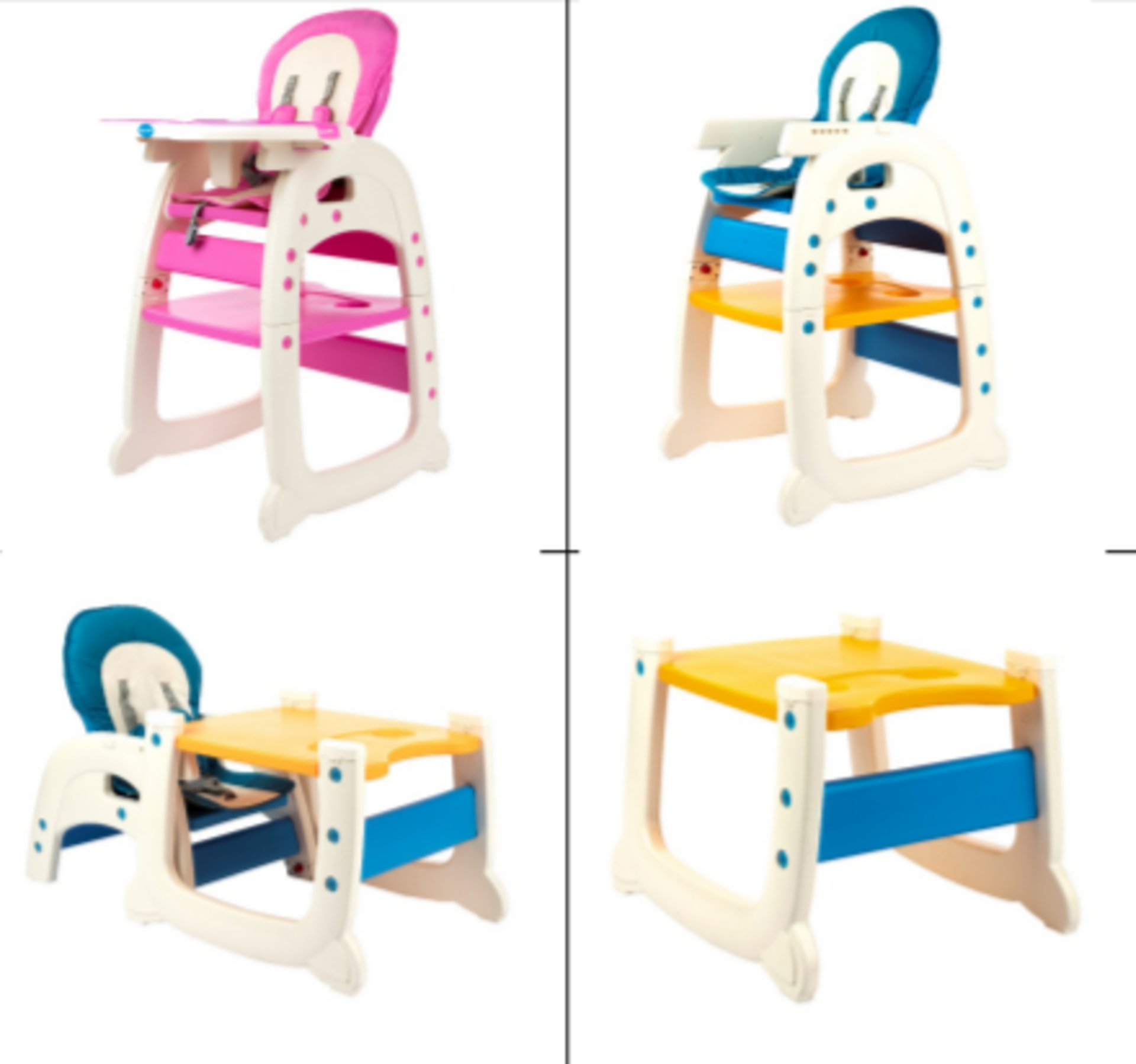 PALLET TO CONTAIN 8 x NEW BOXED BABY ZONE 3 IN 1 LUXURY BABY HIGH CHAIR. RRP £149.99 EACH