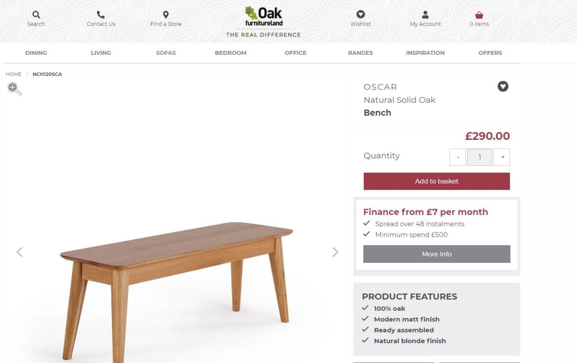 10 x New Boxed - Oscar Natural Solid Oak Bench. 120cm Long. RRP £290 EACH, TOTAL LOT RRP £2,900. - Image 2 of 2