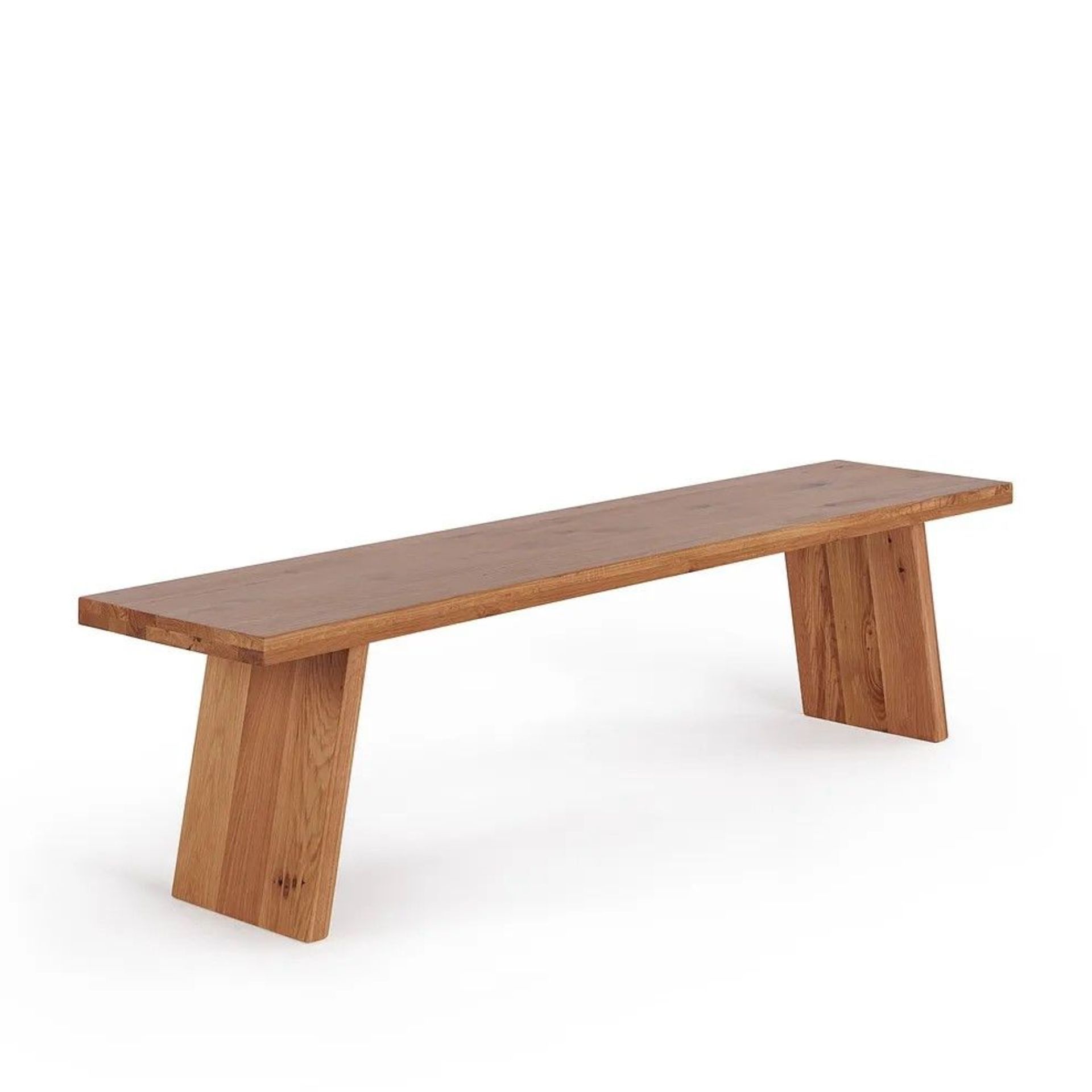 New Boxed - Cantilever Natural Solid Oak Bench. 180cm Long. RRP £330. For a more open seating - Image 2 of 2