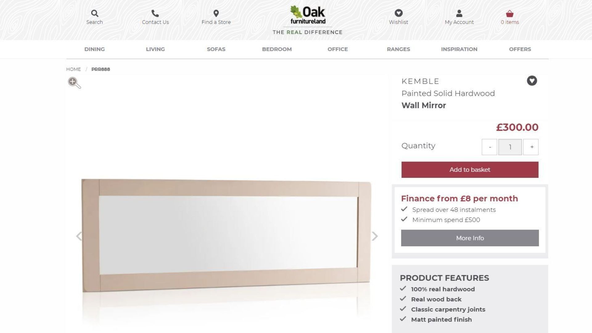 NEW BOXED KEMBLE RUSTIC SOLID OAK & PAINTED WALL MIRROR. 1200x600MM. RRP £250. 100% OAK, REAL WOOD - Image 2 of 2