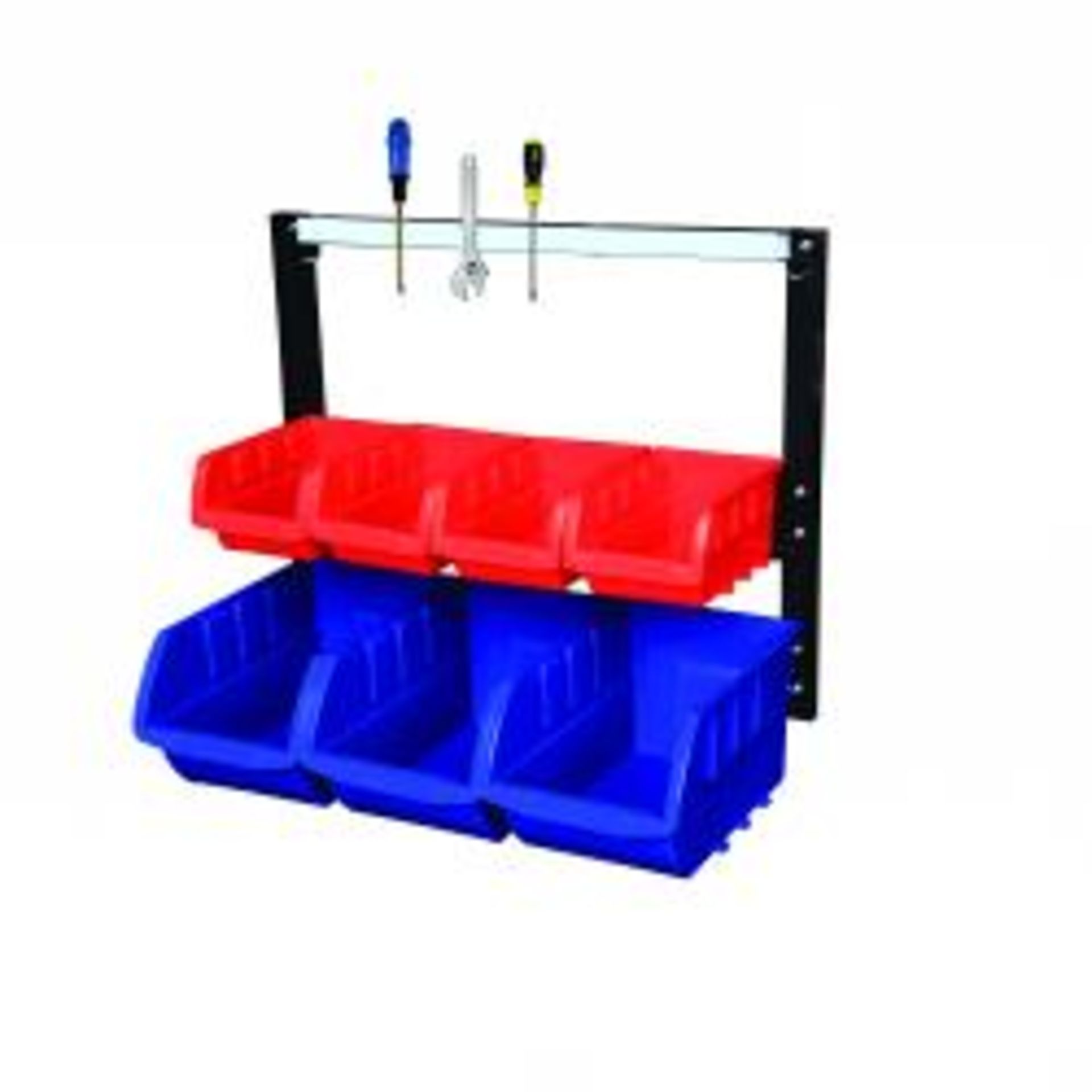 2 X BRAND NEW BIN RACK WITH 7 BINS AND MAGNETIC TOOL STRIP RRP £60 EACH GIL07Z