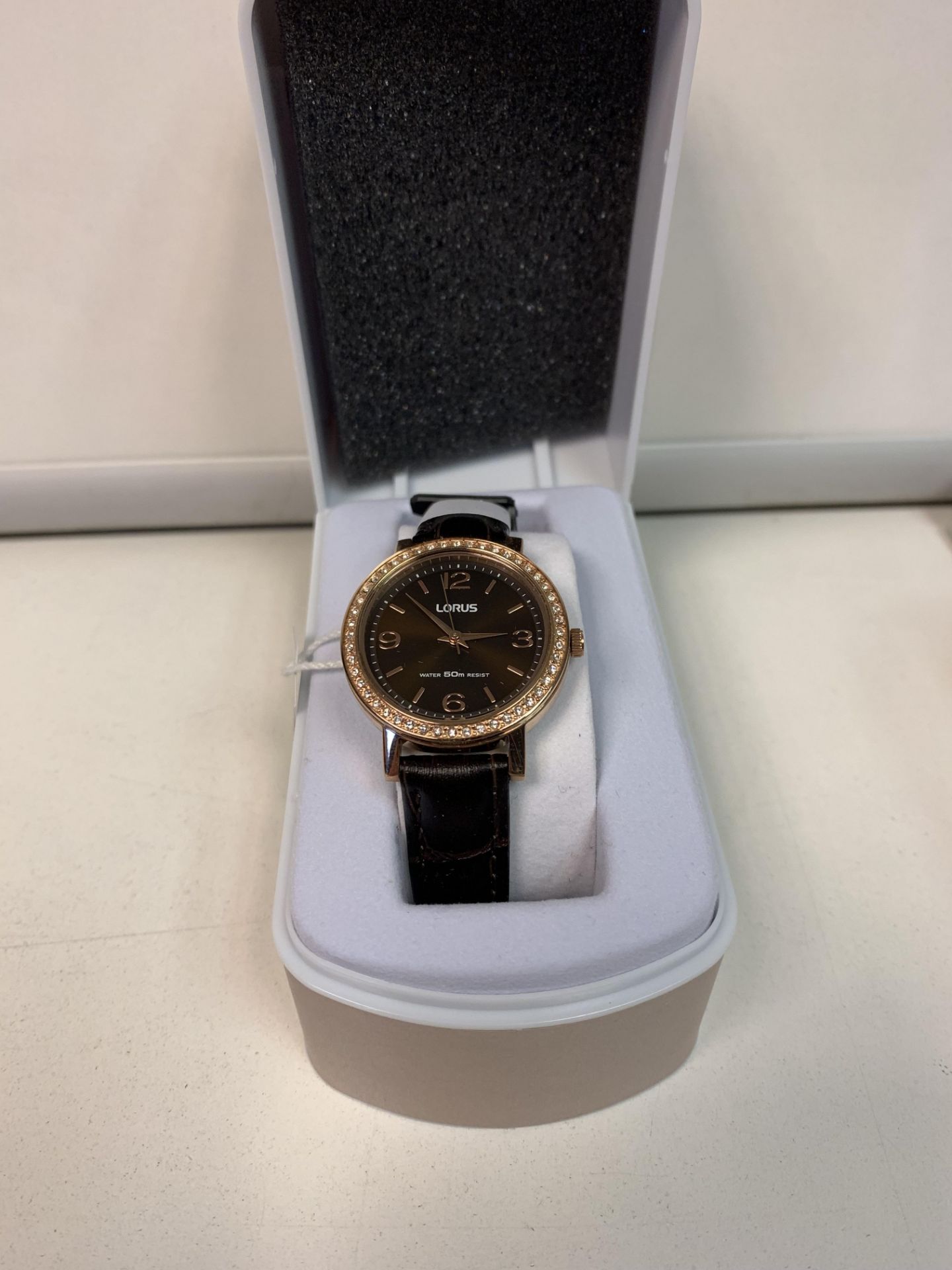 BOXED BRAND NEW Lorus Rose Gold Plated BLAC Leather Strap Watch RRP £70