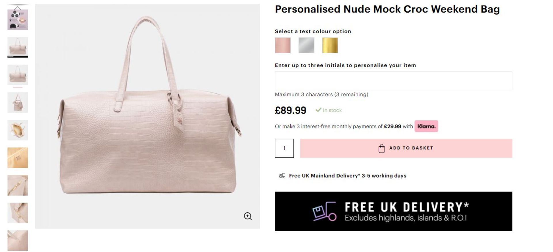 NEW BOXED MOCK CROC LUXURY WEEKEND HOLDALL NUDE. RRP £89.99. NOTE: ITEM IS NOT PERSONALISED. - Image 2 of 2