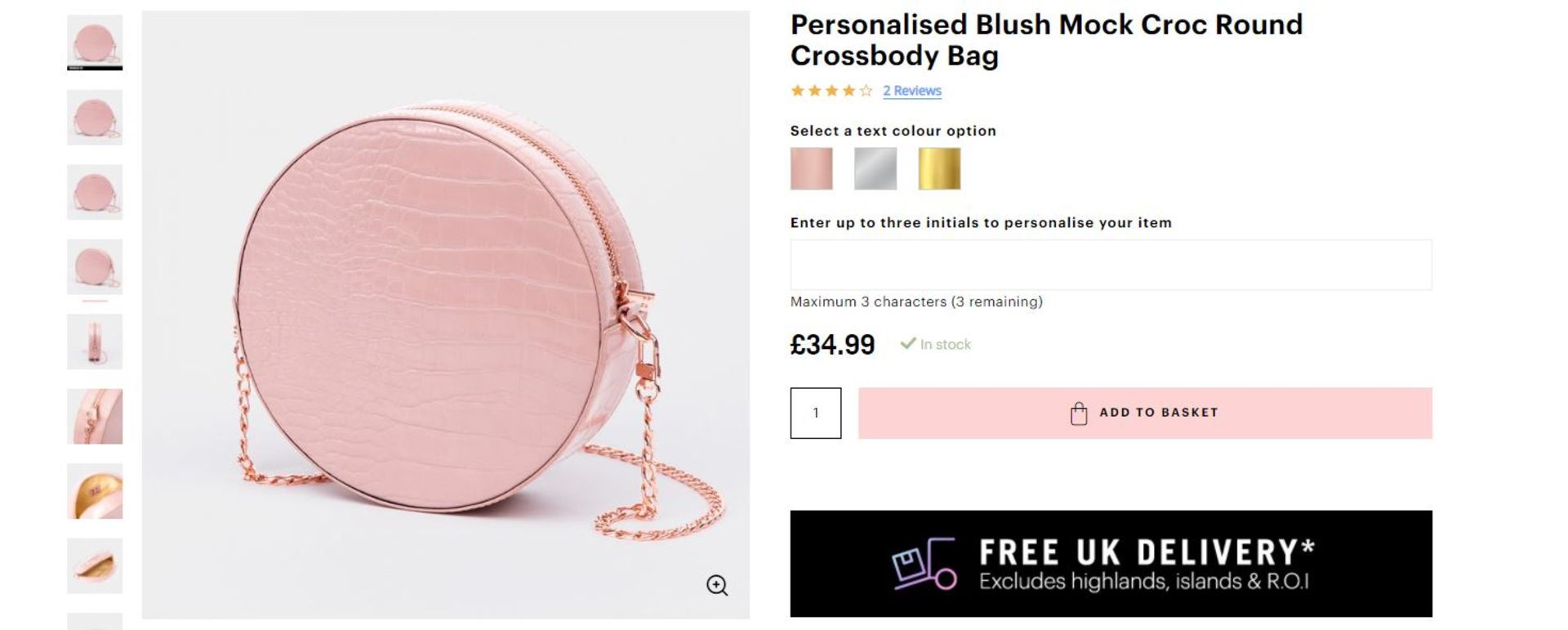 3 x NEW BOXED Beauti Mock Croc Round Crossbody Luxury Bag -Blush. RRP £34.99 each. NOTE: ITEM IS NOT - Image 2 of 2