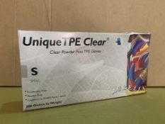 4 X BRAND NEW BOXES OF 2000 UNIQUE TPE CLEAR POWDER FREE GLOVES SIZE SMALL R15
